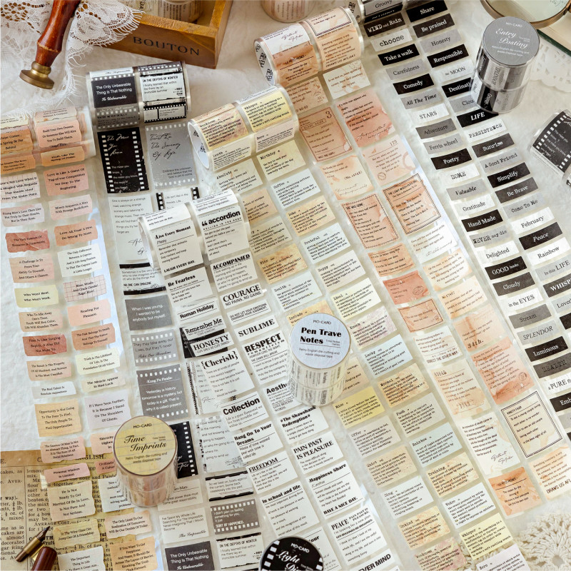 Wei 70 มม.* 2 เมตรม้วน [Time Notes Series] ข้อความภาษาอังกฤษ Theme Journal Masking Tape กระดาษคราฟท์สีขาว Washi เทป Scrapbooking วัสดุสมุดภาพชุด
