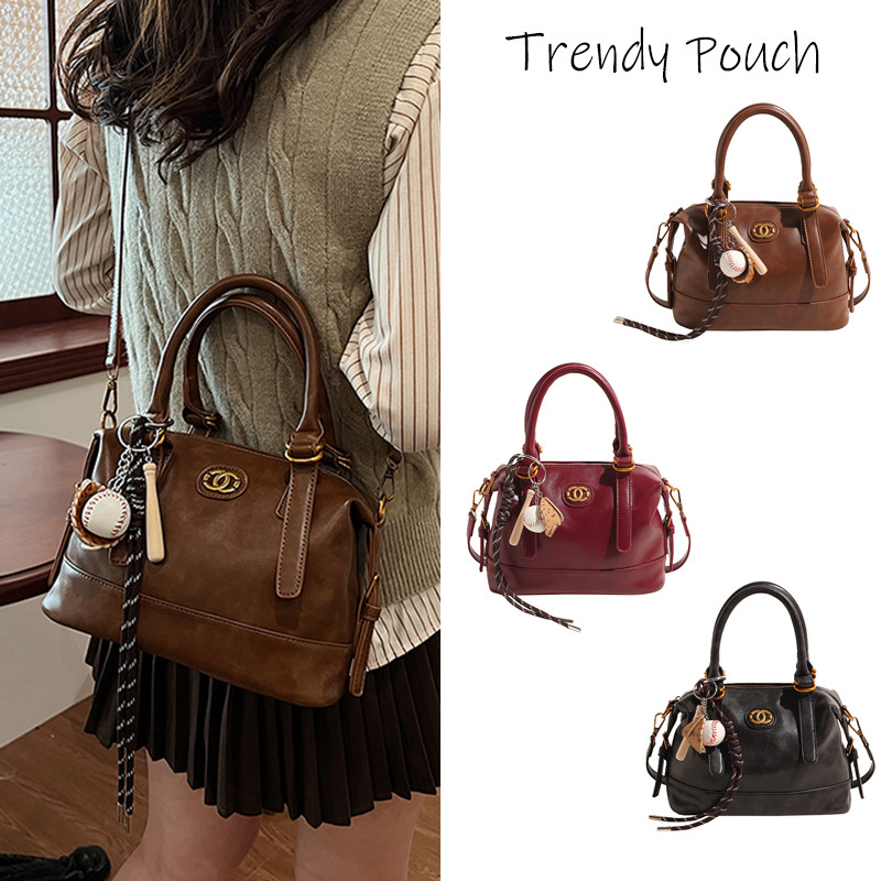 TRENDY POUCH กระเป๋าสะพายสไตล์วินเทจ กระเป๋าอเนกประสงค์ระดับไฮเอนด์ความจุขนาดใหญ่สไตล์อเมริกัน