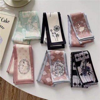 Retro ดอกไม้แคบบางยาวผ้าพันคอลาย All-Match มัลติฟังก์ชั่ตกแต…