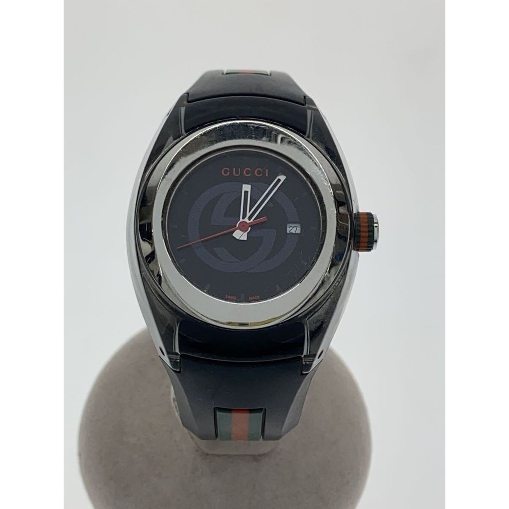 GUCCI YA137107A Men's Watch Sync Quartz Analog Glover Black Feeling of Use Direct from Japan Secondh