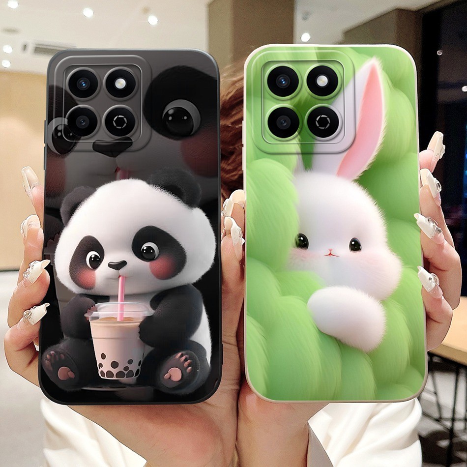 Honor X7c 2024 กระต่ายน่ารักแพนด้าการ์ตูนปลอก HonorX7c X 7C 4G เลนส์ป้องกันซิลิโคนอ่อนนุ่มเคสโทรศัพท์