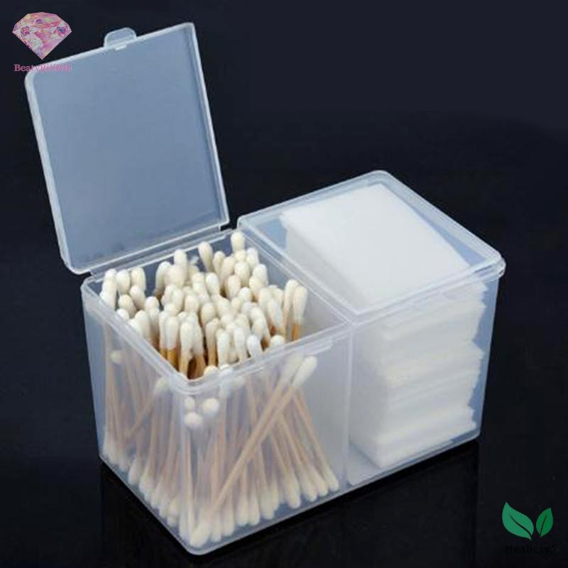 Heabety Twin Well กริดที่ว่างเปล่าแบบพกพากรณีเช็ดแผ่นผ้าฝ้าย Swab คอนเทนเนอร์ใหม่