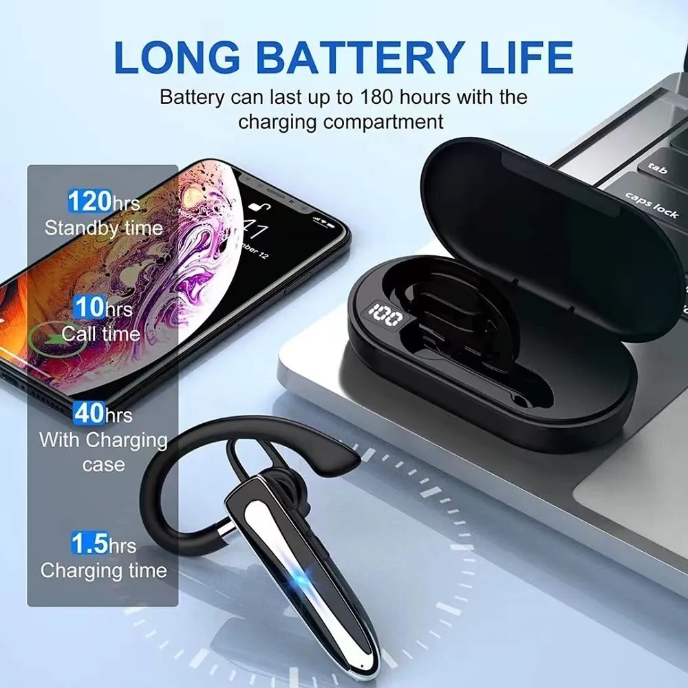 Bonine Ear-Hook หูฟังบลูทูธใหม่กีฬาชุดหูฟังกันน้ําธุรกิจแฮนด์ฟรีหูฟังไร้สายพร้อมไมโครโฟนกล่องชาร์จ