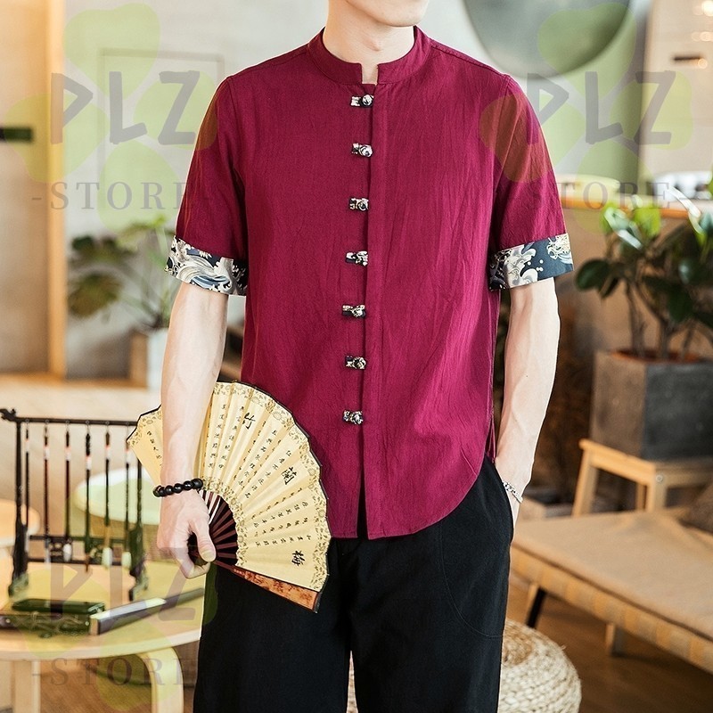เสื้อกี่เพ้าผู้ชาย ชุดกี่เพ้าผู้ชาย ชุดถัง hanfumen samfu CNY 2025 เสื้อผ้า CNY ปีใหม่ Cheongsam ชายเสื้อใยหินผ้าลินิน