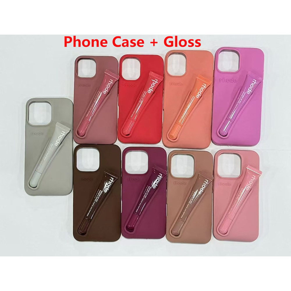 (มี Rhode Logo) rhode Lipstick + Phone Case Portable Lip Gloss Holder Ins Soft Silicone Cover For iP