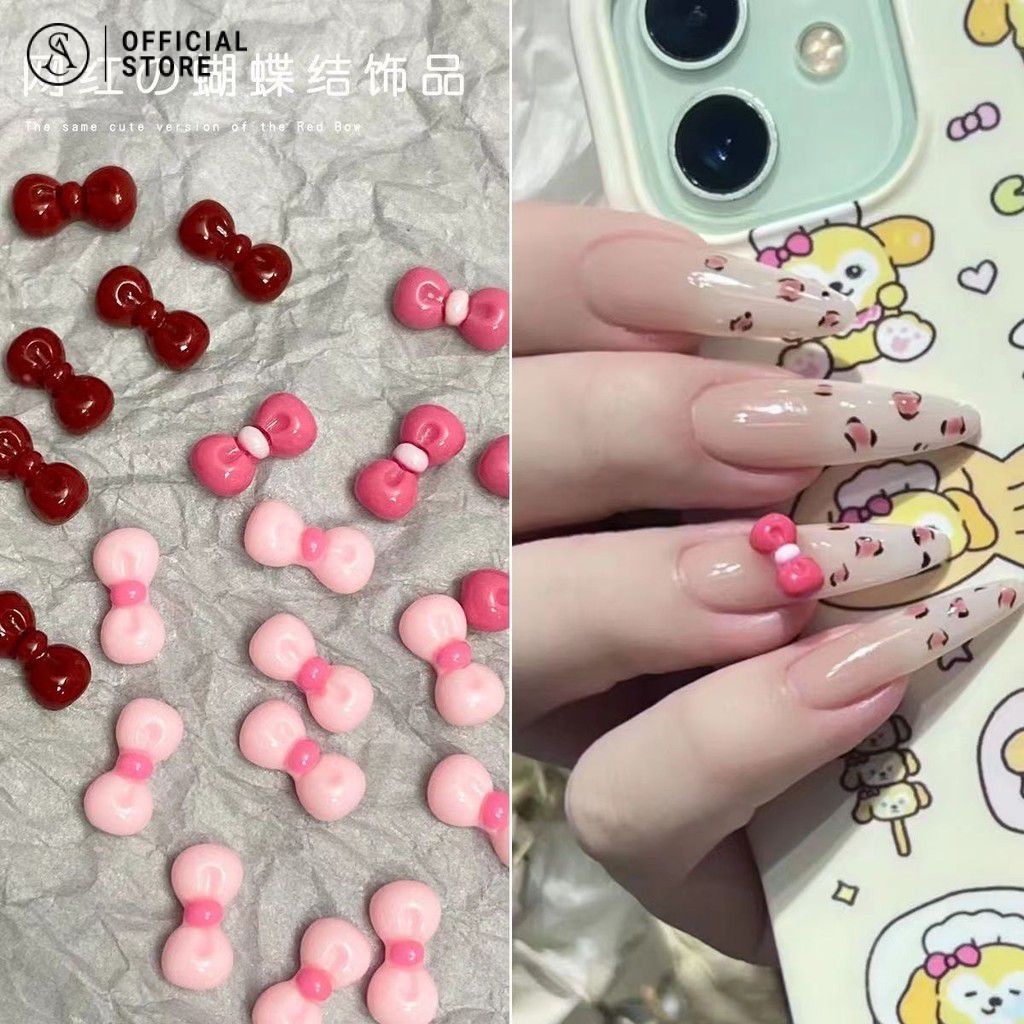 50 ชิ้น เครื่องประดับเล็บโบว์ อุปกรณ์ตกแต่งเล็บผสมสี