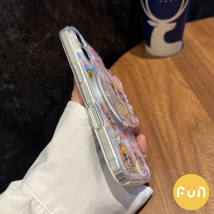 การ์ตูน ดิสนีย์ ที่ พาวเวอร์พัฟ สาวผู้ถือยืนชาร์จไร้สายโทรศัพท์มือถือกรณีเข้ากันได้สําหรับ ไอโฟน 16 15 บวก 14 13 12 มือโปร สูงสุด 11อะคริลิแม่เหล็กกันกระแทกมือถ - รูปที่ 6