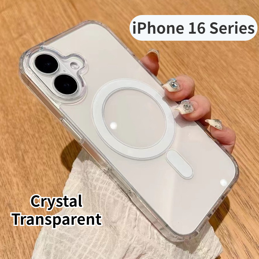 เคสโทรศัพท์แม่เหล็กแข็งโปร่งใสเข้ากันได้กับ iPhone 16 Pro Max 15 14 13 12 11 Pro Max Plus X XS Max Xr 7 8 Plus SE 11 12 Mini 13mini