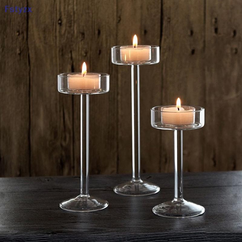Fstyzx 1Pc Glass Holders Set Tealight Holder Home Wedding Decor FY