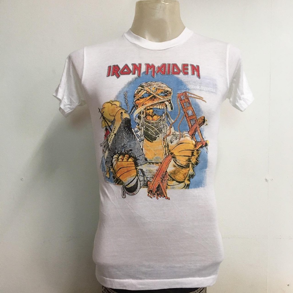 IRON MAIDEN 1970's เสื้อยืดวินเทจ เสื้อวง วงร็อค เสื้อโอเวอร์ปริ้นส์ Nirvana เสื้อ3D สไตล์วินเทจ AcD