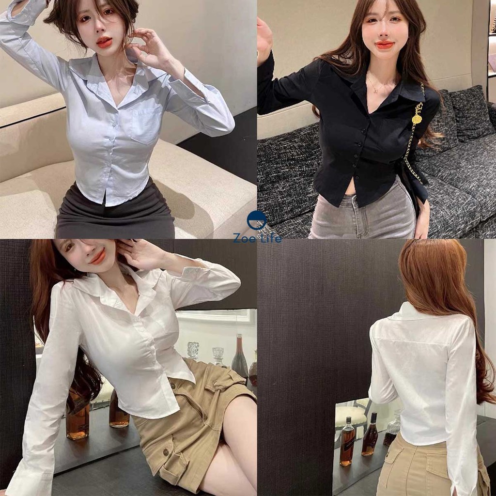 เสื้อเชิ้ตสีขาว ดีไซน์เก๋ๆ สวยมีสไตล์ ใส่แล้วดูเพรียว