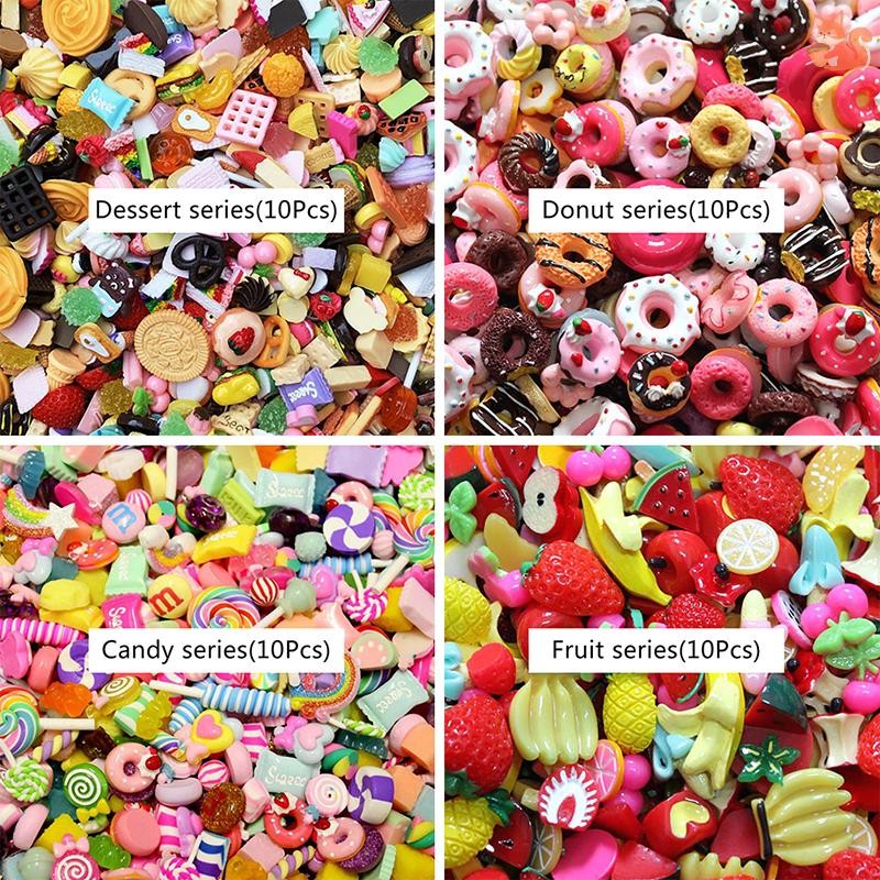 [BI] 10 ชิ้น Dollhouse Mini Lucky Bag Blind Box Cake Candy Bread Doll Food Kitchen Toy TH