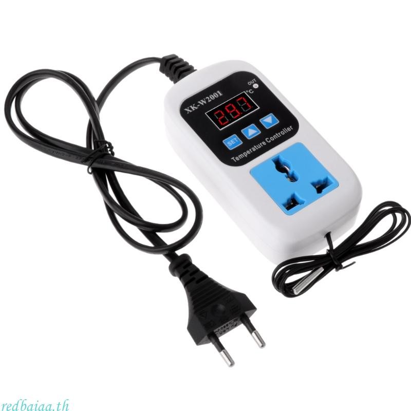 Redbaiaa เครื่องควบคุมอุณหภูมิพร้อมซ็อกเก็ตสวิตช์เทอร์โมสตัทดิจิตอล EU Plug -50-110℃