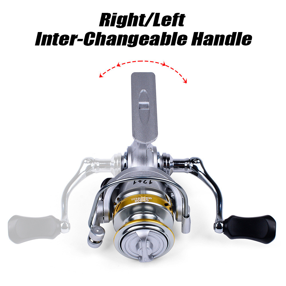 Proberos Ultralight ตกปลา Reel 800 โลหะ Spool Spinning Reel น้ําเค็ม 5.2:1 Gear Ratio 8 กก.ลากสูงสุด 12 + 1BB อุปกรณ์ตกปลากลางแจ้ง - รูปที่ 7