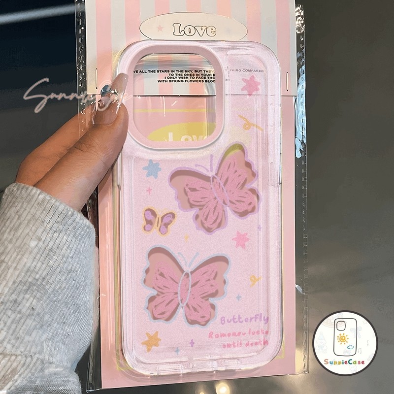น่ารัก ผีเสื้อ เคสไอโฟน11 สำหรับ IPhone 13 15 12 11 16 14 Pro Max 7 Plus 8Plus XS X XR Max 7 8 Plus SE 2020ซิลิกาเจล เคส