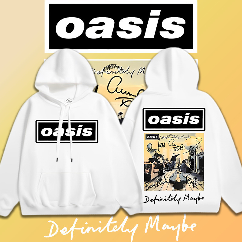 【ใหม่】(new) Oasis Rock Band photo print มเสื้อฮู้ดเทรนด์ใหม่ผ้าฝ้ายหลวมพอดีระบายอากาศไม่ผิดรูปร่าง (M-3XL）
