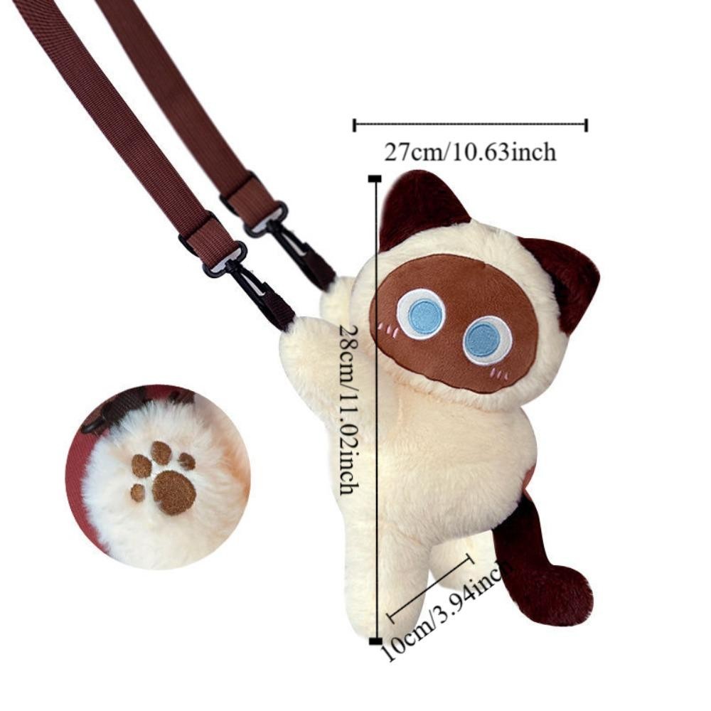 Fusionflash กระเป๋าสะพายแมวสยาม,นุ่ม Kawaii สัตว์ Lamb Crossbody กระเป๋า,แบบพกพาตุ๊กตาสัตว์ที่ถอดออกได้สายของเล่นตุ๊กตาน้ําหนักเบากระเป๋าเป้สะพายหลังนักเรียน ราคา ถูกที่สุด ดีลบีเคเค แกลเลอรีภาพที่ 3