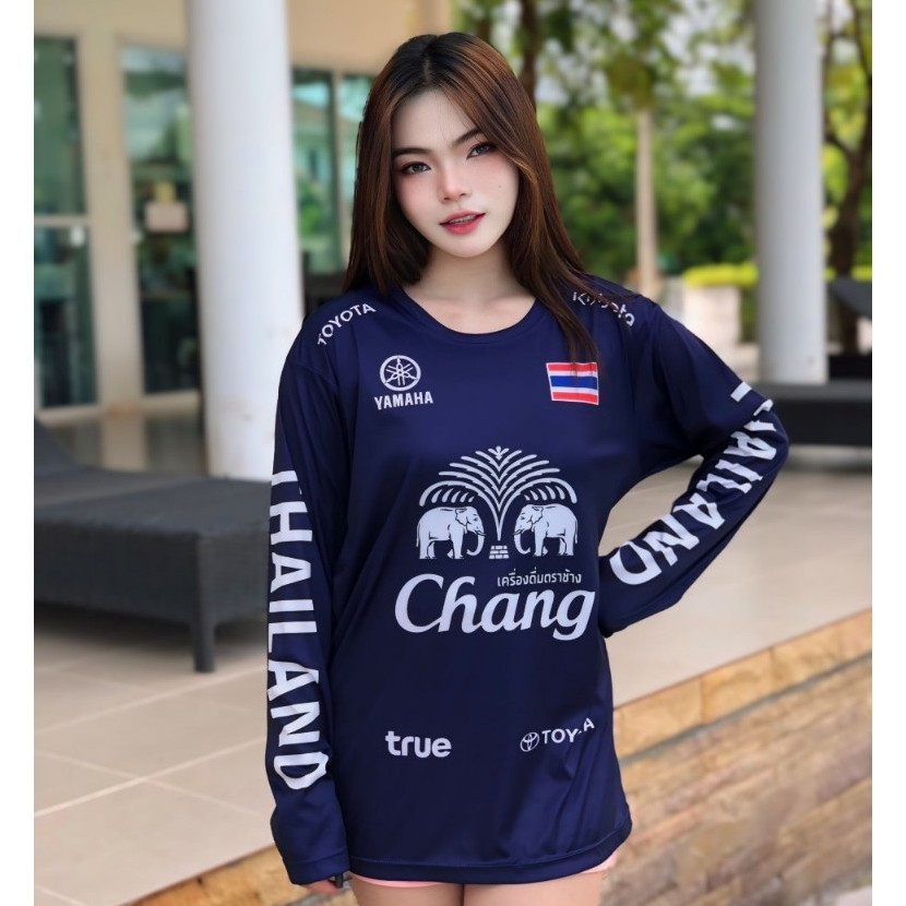 เสื้อยืด ลายช้าง แขนยาว ซับไมโคร ใส่ได้ทั้งชายและหญิง