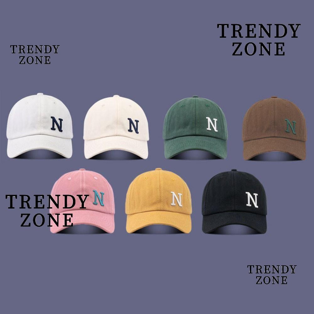 Trendyzone หมวกกันแดด, หมวกเบสบอลผ้าฝ้ายนุ่มแบบปรับได้, หมวก กระบังหน้ากันแดดปักตัวอักษร N กลางแจ้ง