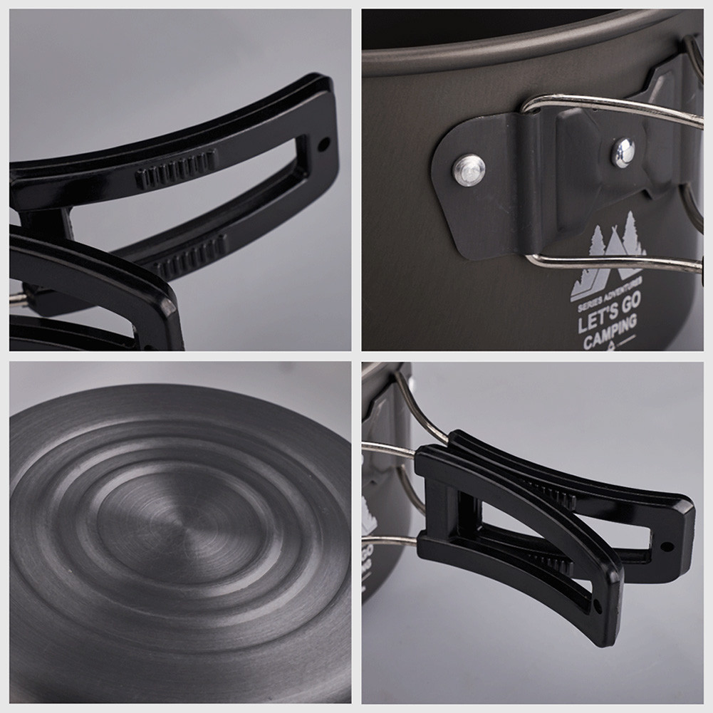 WELLHIKE ชุดเครื่องครัวพกพา 4 ชิ้น พร้อมกาต้มน้ำ หม้อ กระทะ และชุดเครื่องครัวอลูมิเนียมน้ำหนักเบาสำหรับเดินป่า แคมป์ปิ้ง ปิคนิค - รูปที่ 5