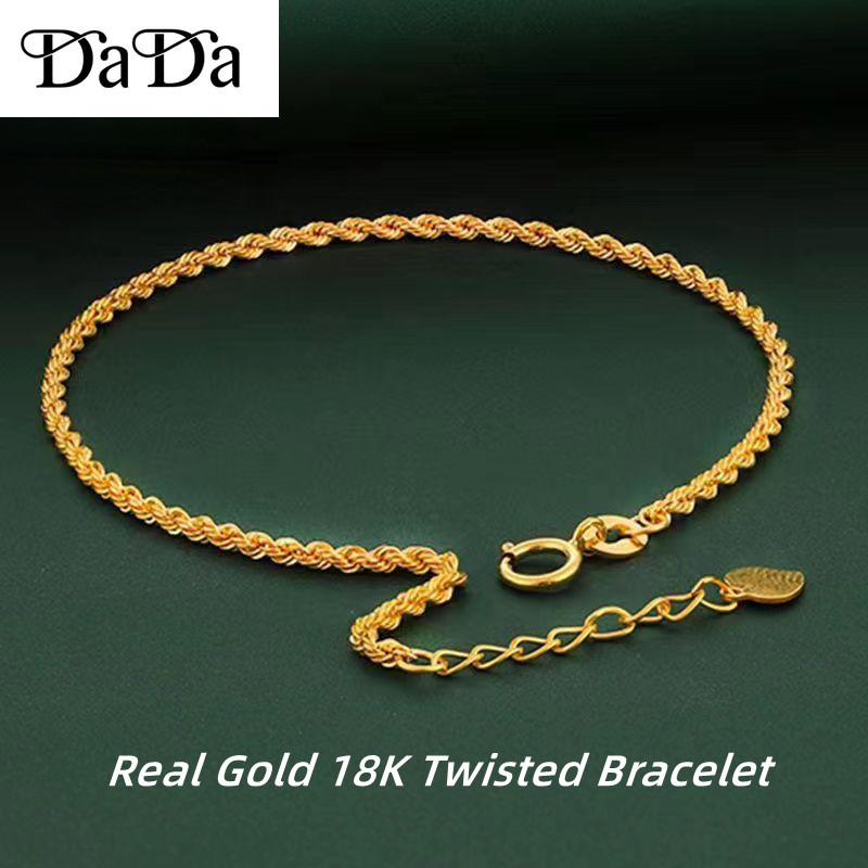 ของแท้ 18K Gold AU750 Twisted สร้อยข้อมือประณีตประณีตเหมาะสําหรับผู้หญิงเครื่องประดับประณีต