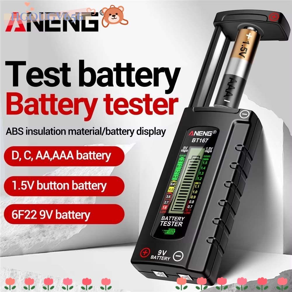 HGOUGV656 เครื่องตรวจจับแบตเตอรี่,จอแสดงผล LCD Universal Battery Tester, ANENG BT167 C AA AAA D 9V 1