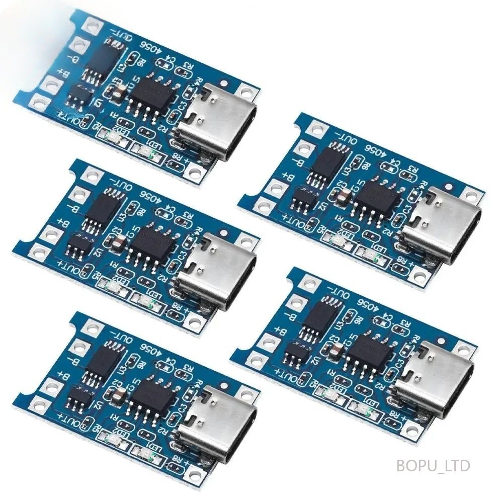 5pcs 5V 1A Micro/Type-c/ 18650 TP4056 แบตเตอรี่ลิเธียมโมดูลชาร์จบอร์ดพร้อมฟังก์ชั่นป้องกัน Li-ion