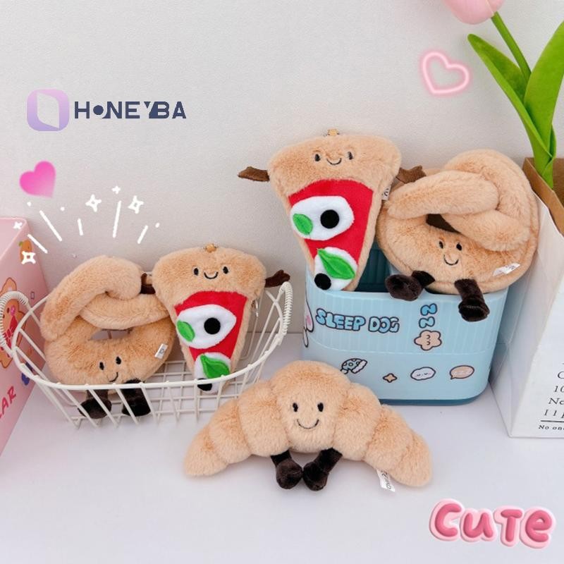 <Honeyby>Jellycats จี้ Plush Toast ขนมปัง Pretzel Croissant Baguette พวงกุญแจของเล่นตุ๊กตาขนมปังตุ๊ก