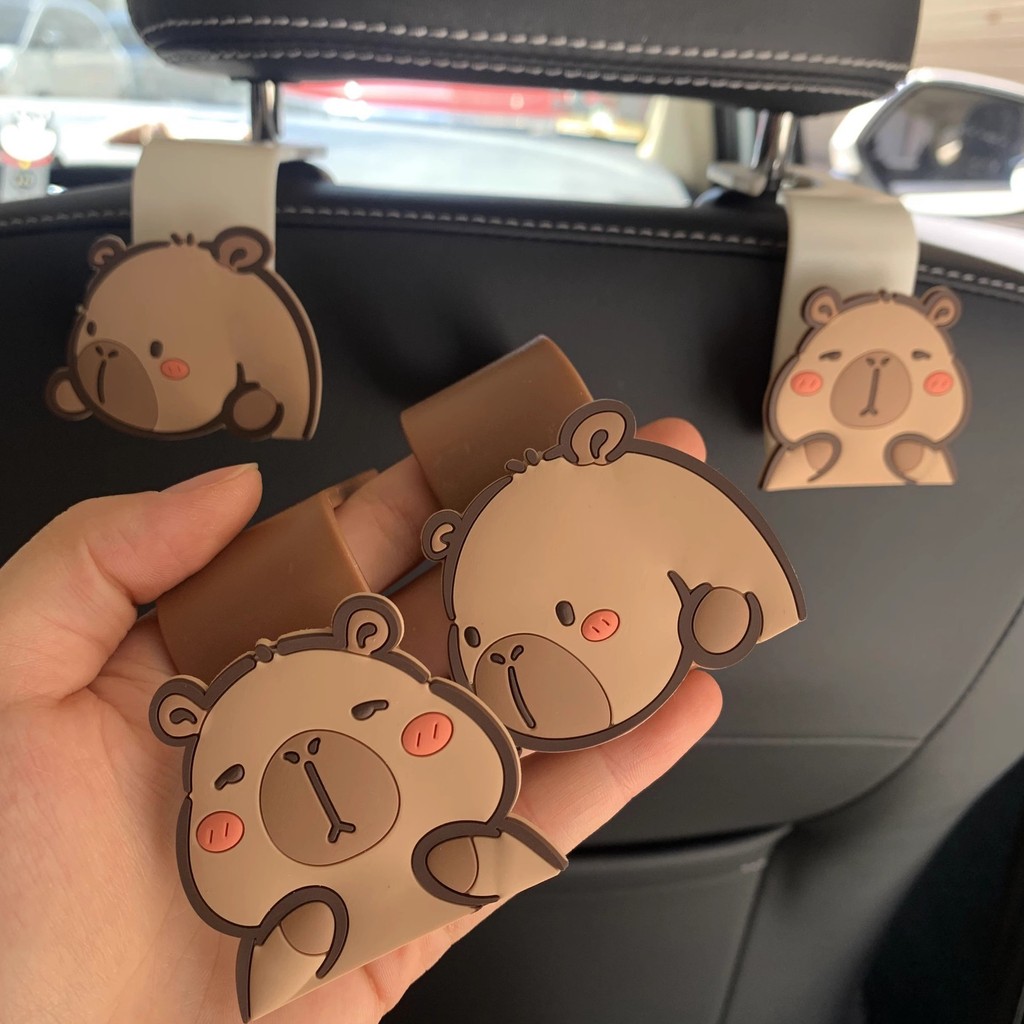 น่ารัก Capybara รถ Hook Creative ที่นั่งกลับตะขอแขวนสนุก Capybara รถกลับตะขอ Auto Organizer ช่องรถ Headrest Organizer แขวนสําหรับ Groceries กระเป๋า