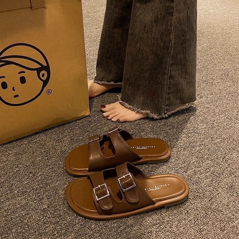 拖鞋女夏季外穿年复古仙女风休闲软平底沙气凉拖Bokenรองเท้าแตะสําหรับผู้หญิงแจ๊กเก็ตฤดูร้อนสไตล์นางฟ้าวินเทจ20250504