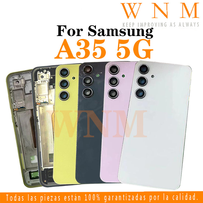 สําหรับ Samsung Galaxy A35 5G A356 A356B LCD กรอบด้านหน้า Bezel ฝาหลังแบตเตอรี่ + กรอบกลาง + อะไหล่กรอบกล้องด้านหลังกรณีที่อยู่อาศัยศูนย์แชสซี + ปุ่ม