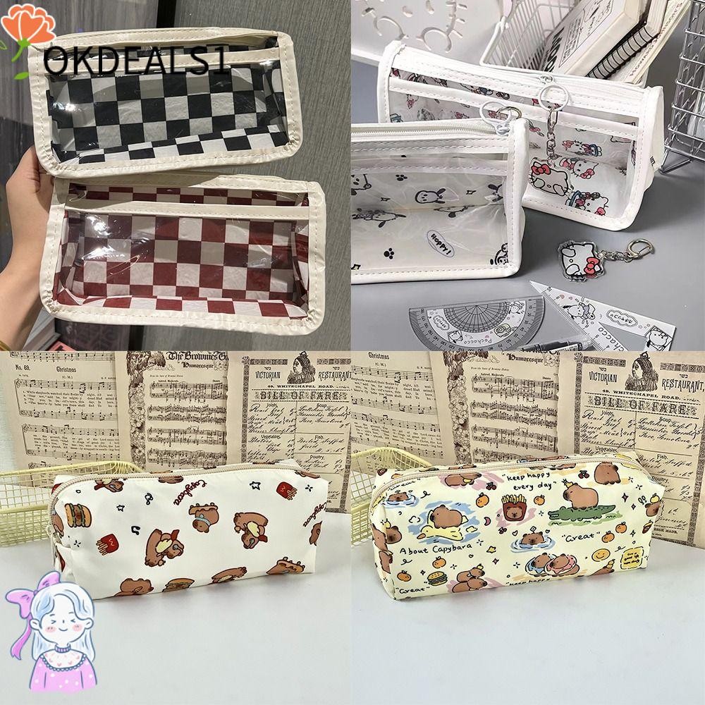 DEALSHOP กระเป๋าเครื่องเขียน, Capybara กระเป๋าปากกาความจุขนาดใหญ่, น่ารักมัลติฟังก์ชั่นกันน้ําเครื่องเขียน Organizer ของขวัญ
