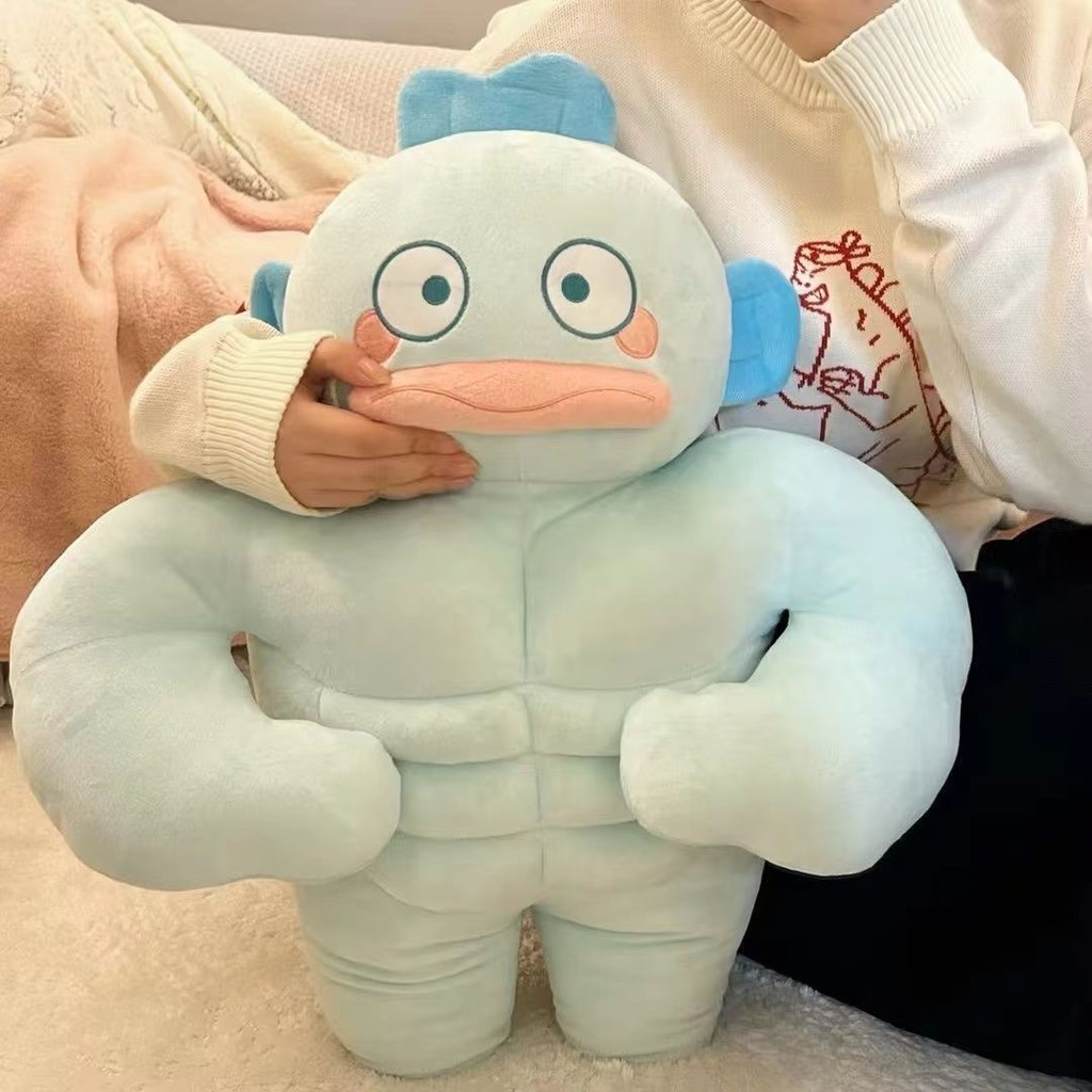 Spoof Muscle Fish Plush Toy ขนาด 40/60/80ซม. ตุ๊กตาการ์ตูน Soft หมอนน่ารักของขวัญวันเกิด - รูปที่ 2