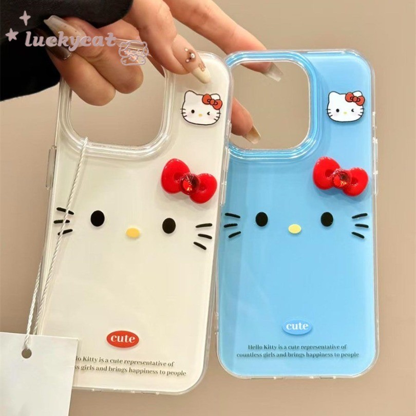 เข้ากันได้กับ iPhone 16 15 14 13 12 11 Pro Max X Xr Xs Max 7 8 Plus SE2020 เคสโทรศัพท์ Ins น่ารักเพชรโบว์ KT รูปแบบ Clear Soft + Lanyard ฝาหลัง – โปรปัง