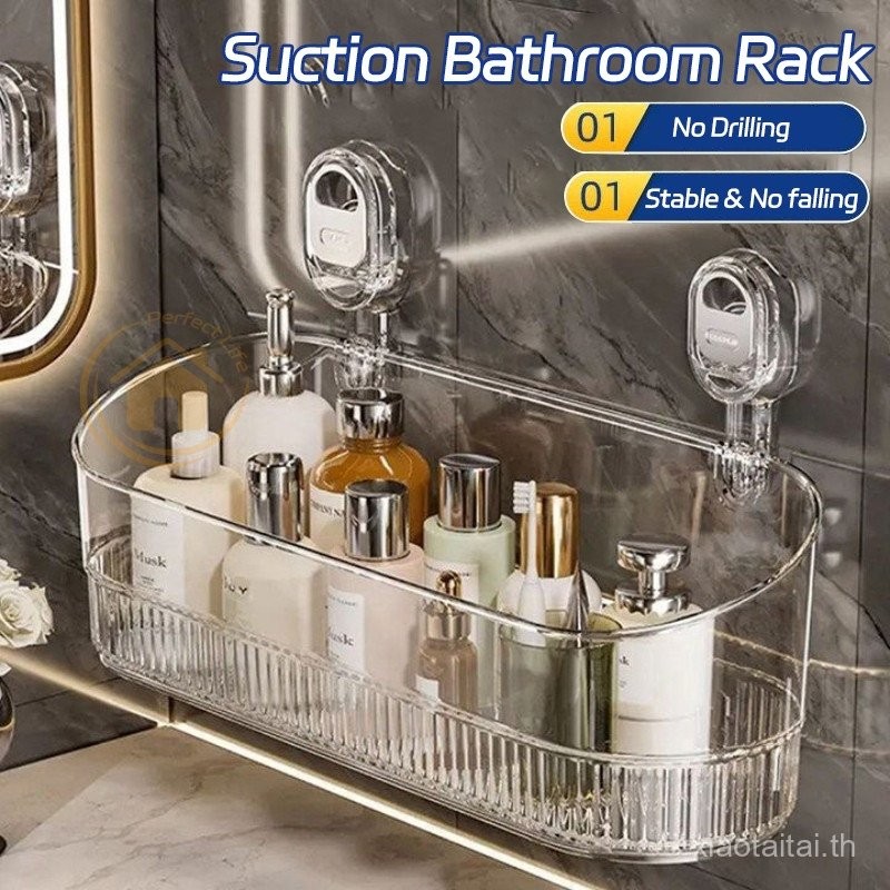 Suction Bathroom Rack Cup Rack Perforation-No Drilling Wall-Mounted Organizer Toilet Washstand Stora
