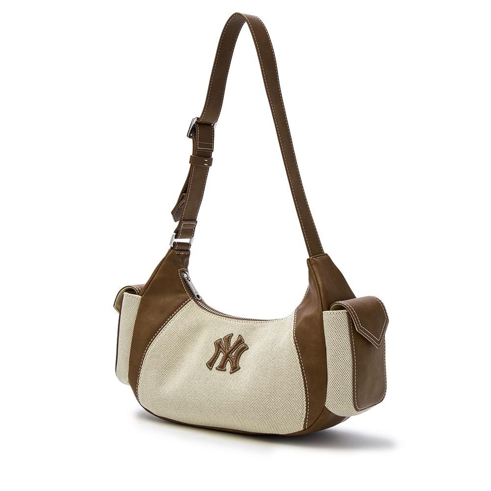 MLB กระเป๋าสะพายไหล่ ยูนิเซ็กส์ Canvas Vintage Cargo Shoulder Bag รุ่น 3ABQBV15N 50CRD สีดาร์กครีม