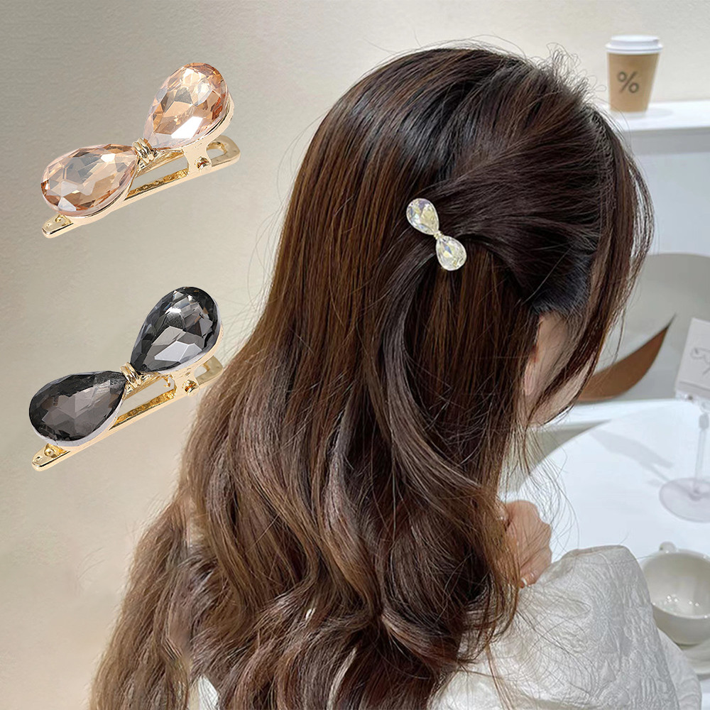 ประณีตคริสตัลคลิปผมหรูหรา Rhinestone Bowknot ผม Pins สําหรับผู้หญิง Bangs Barrettes Headwear