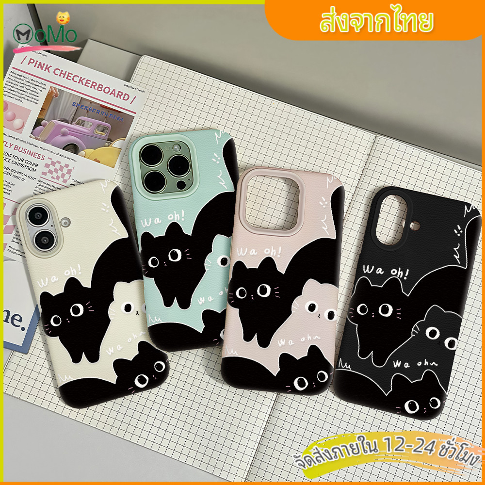 เคสกรณีไอโฟน 13 11 เคสนิ่มสีลูกกวาการ์ตูนน่ารักblack cat catty cute case for iPhone 15PRO 14 12 16 Pro max XS XR 7Plus 8