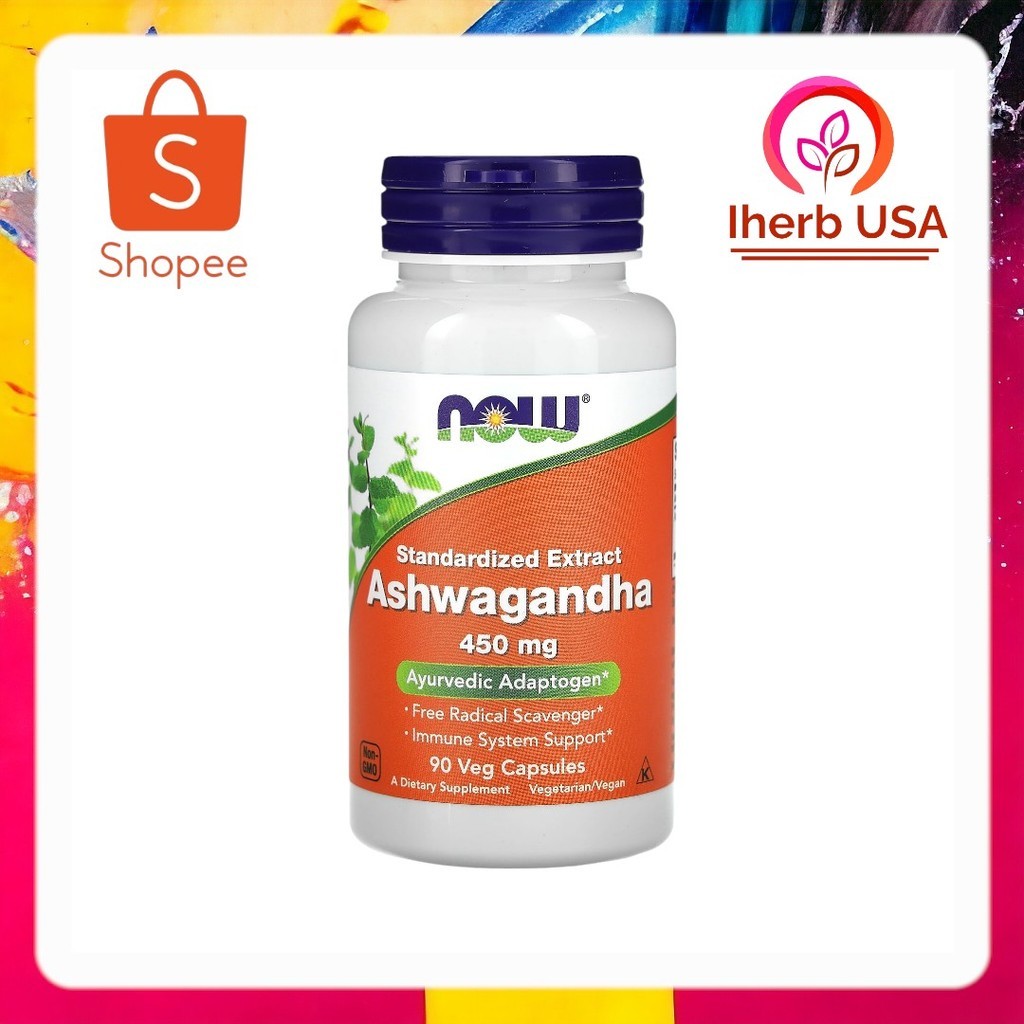 NOW Foods Ashwagandha Standardized Extract 450 mg 90 Veg Capsules
