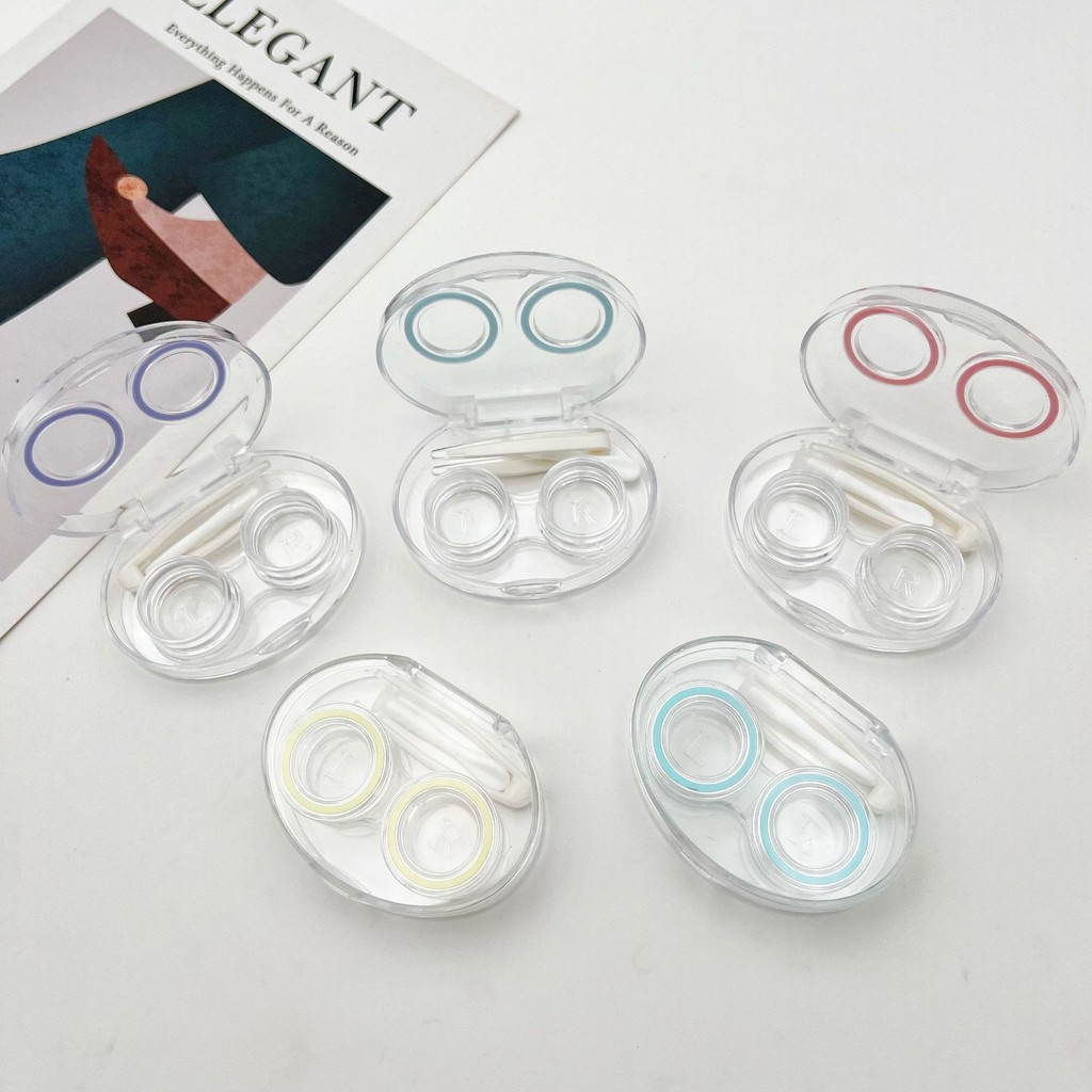 สกรูฟรีคอนแทคเลนส์กรณีระดับไฮเอนด์โปร่งใสแบบพกพาคอนแทคเลนส์กรณีหลายการดูแลการจัดเก็บสหายกล่องคอนแทคเ