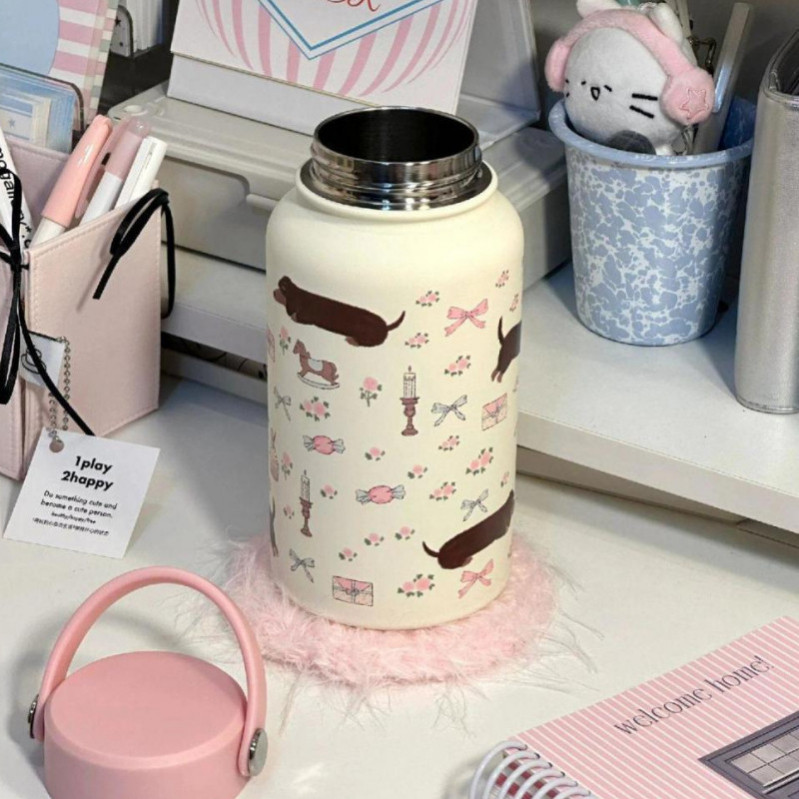 แก้วเก็บความร้อน SUS 304 ขนาด 900ml. กระติกน้ําร้อนสแตนเลส กระติกน้ําร้อน 40oz ระดับไฮเอนด์และสวยงาม พร้อมที่จับและตะขอ ฉนวนสูญญากาศ ความจุขนาดใหญ่ 0.9 ลิตร - รูปที่ 3