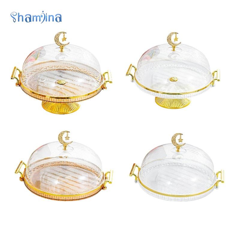 ถาดแสดงขาตั้งเค้กเท้า Shamjina พร้อมฝาปิด Pastry Display เสิร์ฟ Platter