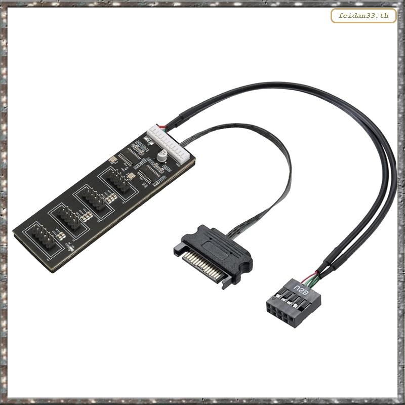 [LHY] ตัวแยกหัว USB 9Pin พร้อมสายไฟ SATA, ส่วนต่อขยายฮับ USB ภายในขั้วต่อแยก USB 2.0 สําหรับเมนบอร์ด