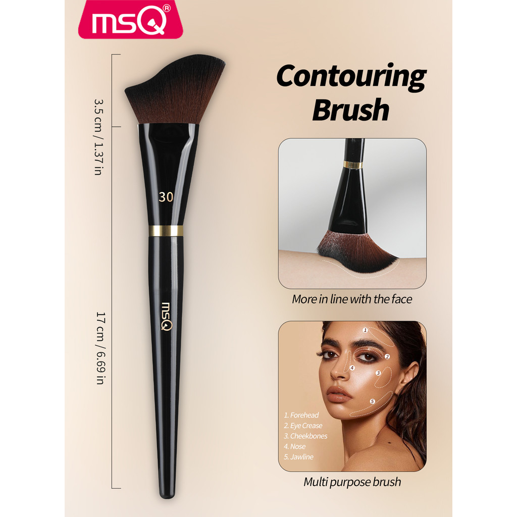 MSQ สไตล์ใหม่รองเท้าส้นสูง Contour Brush แปรงปัดแก้ม แปรงอายแชโดว์บนใบหน้า เครื่องมือแต่งหน้าหัวเฉียงแบบพกพา