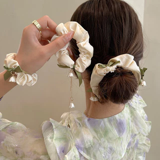 Fairy Lily of The Valley ดอกไม้เชือกผมผูกผมยางรัดหัวเชือก Scrunchies
