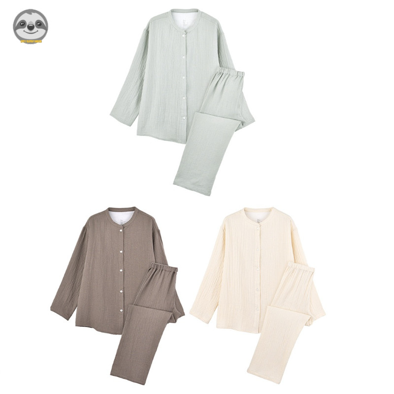 สไตล์ญี่ปุ่น Muji Style/Tule Cotton ชุดนอนไม่มีรอยต่อ/ชุดอยู่บ้านสุภาพสตรี