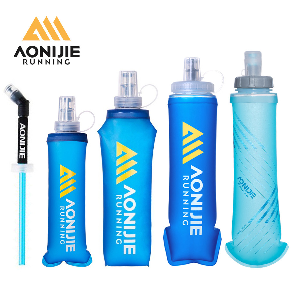 ใหม่ AONIJIE 250ml 500ml Soft Flask TPU BPA ฟรีพับขวดน้ําสําหรับวิ่ง Hydration Bag Wait Pack เดินป่า SD30 SD24