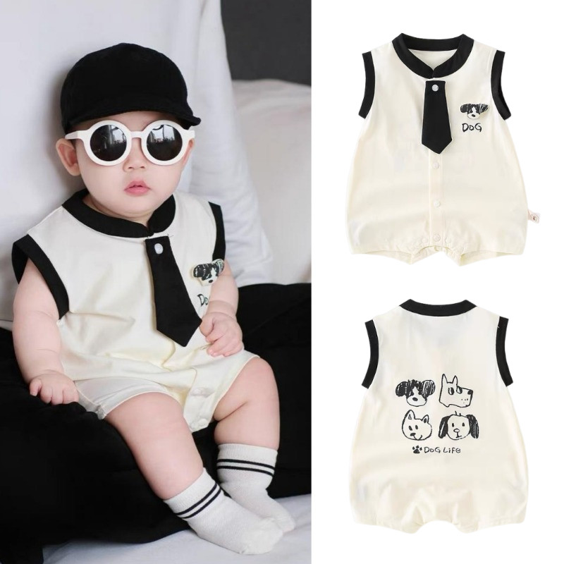 บอดี้สูทเด็ก ฤดูร้อนแขนกุดเหมาะสมกับชายหญิงแฟชั่นเกาหลีสัตว์พิมพ์ ชุดรอมเปอร์ 0-2ปีทารกแรกเกิดเสื้อผ้า