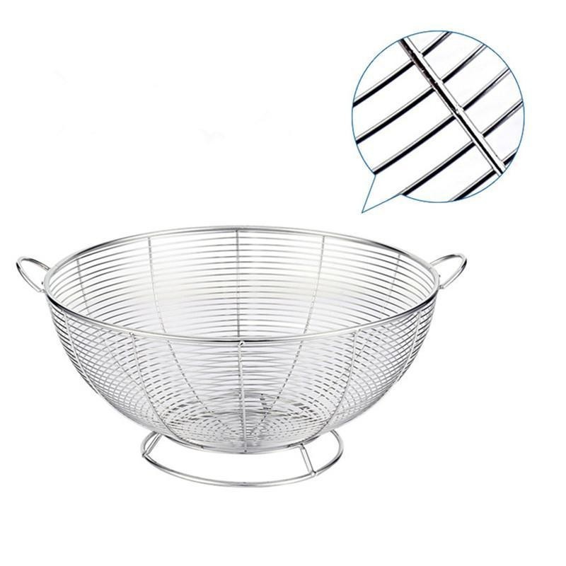 ตะแกรงล้างผัก สแตนเลส ทรงกลม 20-28ซม ตะกร้าใส่ผักผลไม้ ✔️พร้อมส่ง