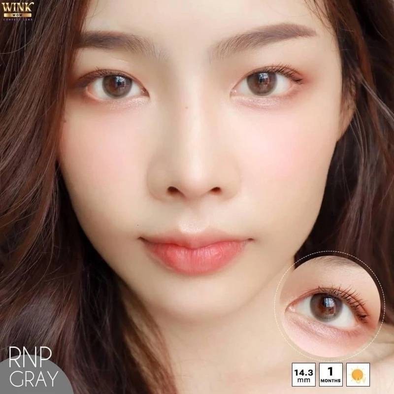 💋 มีค่าสายตา 💋 Wink RNP Gray Brown  บิ๊กอาย สุดปัง คอนแทคเลนส์ รายเดือน มีอย แถมตลับฟรี  เลนส์นิ่ม ส